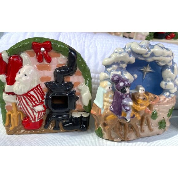 Chistmas Ornaments Hand Crafted Vintage Nativity, Tree, Snowman,Dog,Cats 9pc - Picture 2 of 11